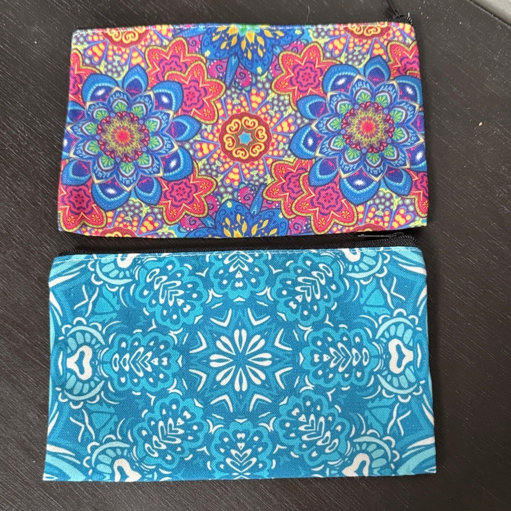 Vibrant Patterned Fabric Wallets - Blue & Multicolor